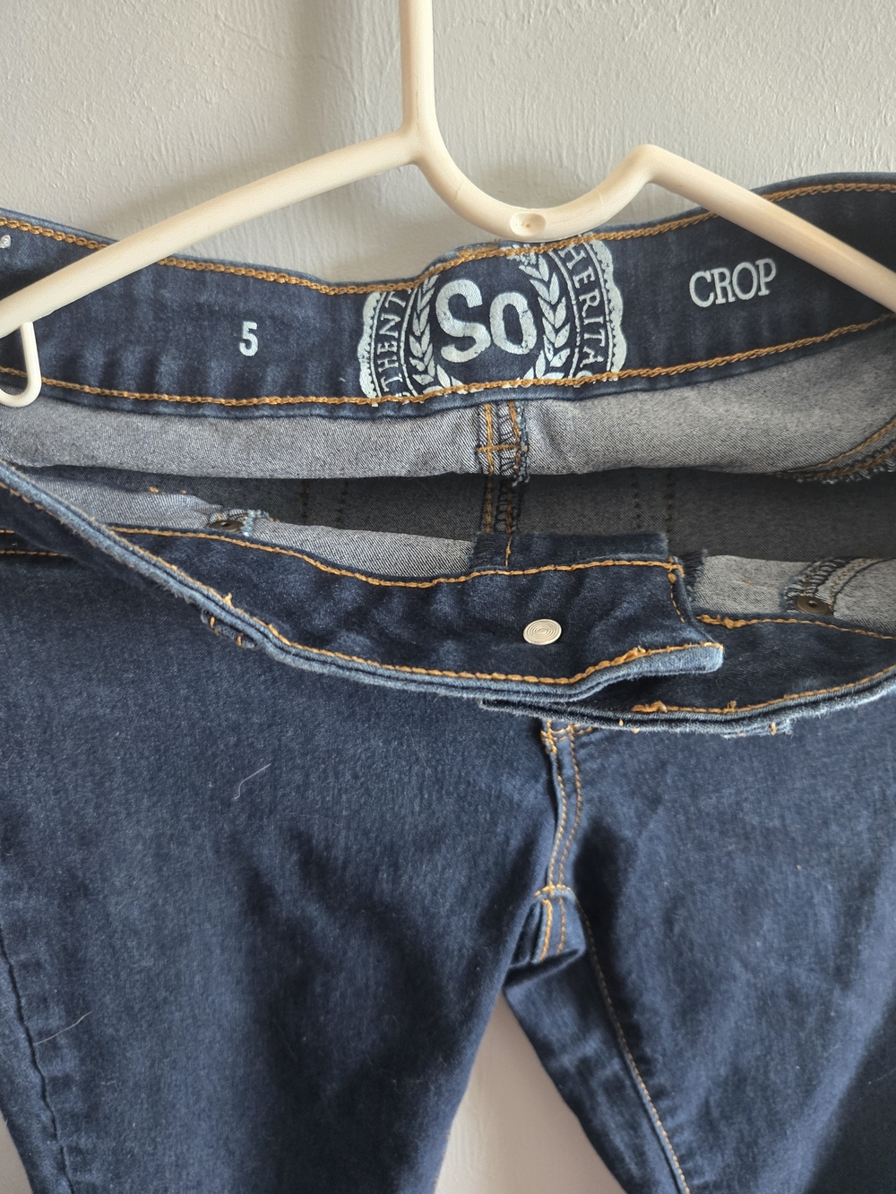 SO Dark Blue Cropped Women's Jeans - Contrast Stitching